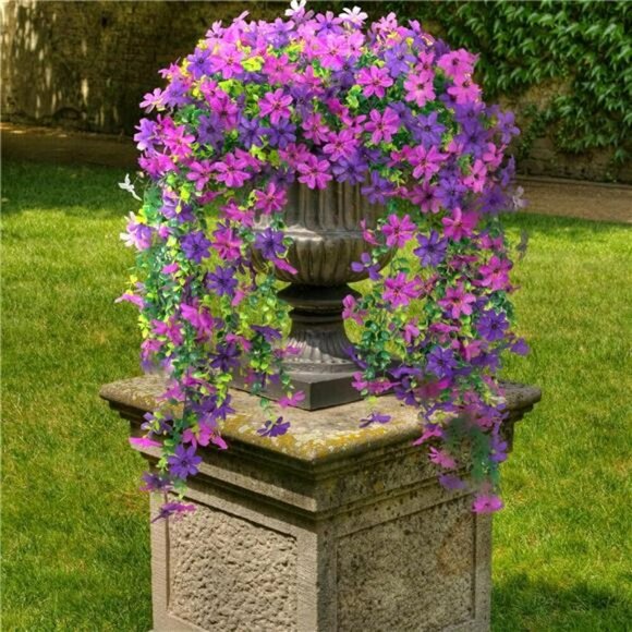 Artificial Hanging Flowers Outdoor Daisy Vines Eucalyptus Porch Decor Set - Picture 7 of 8